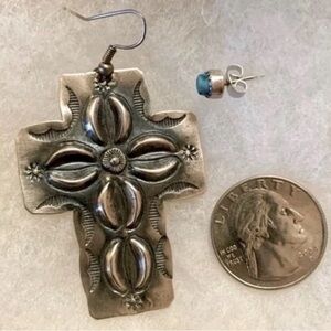 SOLD - Tim Yazzie earring & Turquoise stud